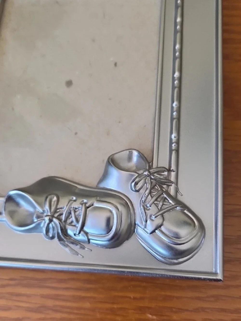 Vtg Silver Baby Shoe Picture Frame by HB Group - Holds 3 1/2 X 4 1/2 Photo